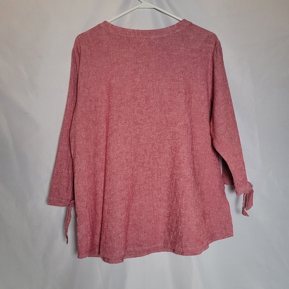 Christopher & Banks Linen Blend 3/4 Sleeve Pullover Tunic Top Heathered Red XL - Picture 6 of 10